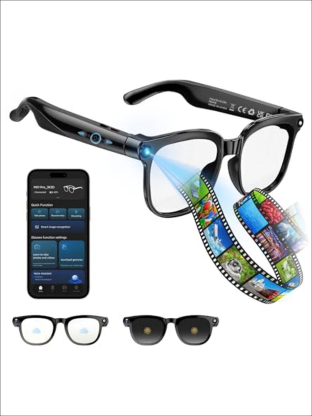Smart Glasses Camera Bluetooth Anti-Shake Translation Object Recognition AI
